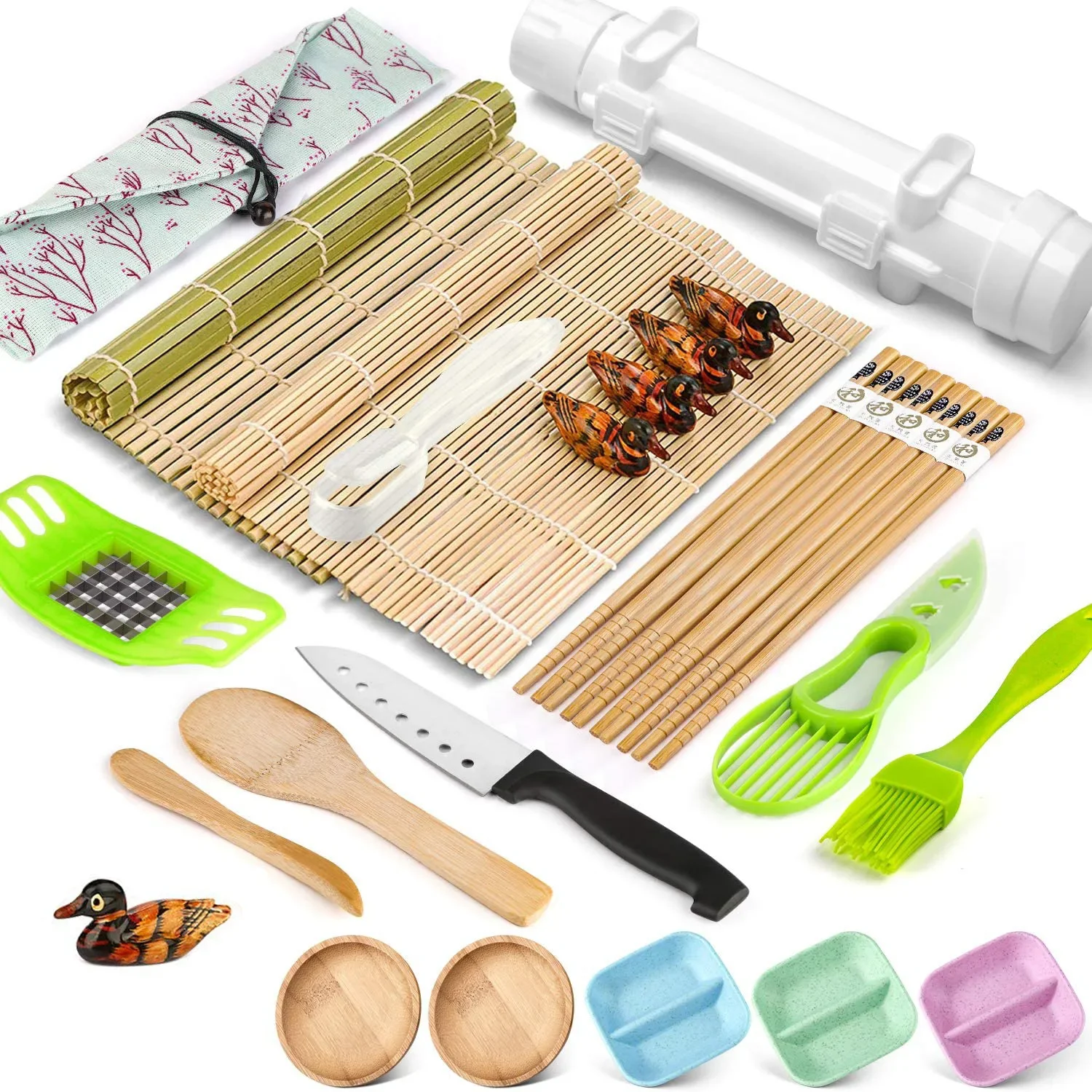 Sushi Maker Set Machine Sushi Mold Bazooka Roller Kit Vegetable Meat Rolling bamboo mat DIY Kitchen Tools Gadgets Accessories