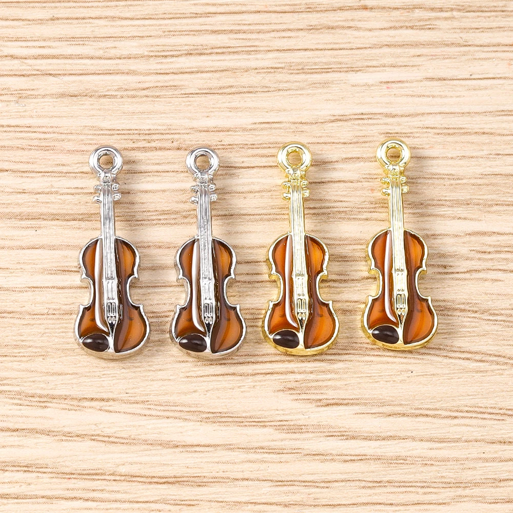 

Tusember 5pcs Cute Enamel Music Violin Charms Guitar Pendants Dangle Charm Beads Fit Original Bracelet Women DIY Jewelry Gifts