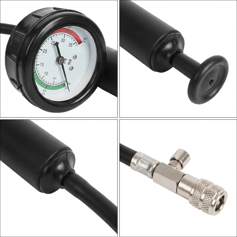 Manual Air Pump Pressure Gauge Leak Detection Connector For Water Tank Testing Tool Red Black Alloy Rubber Hand Tools