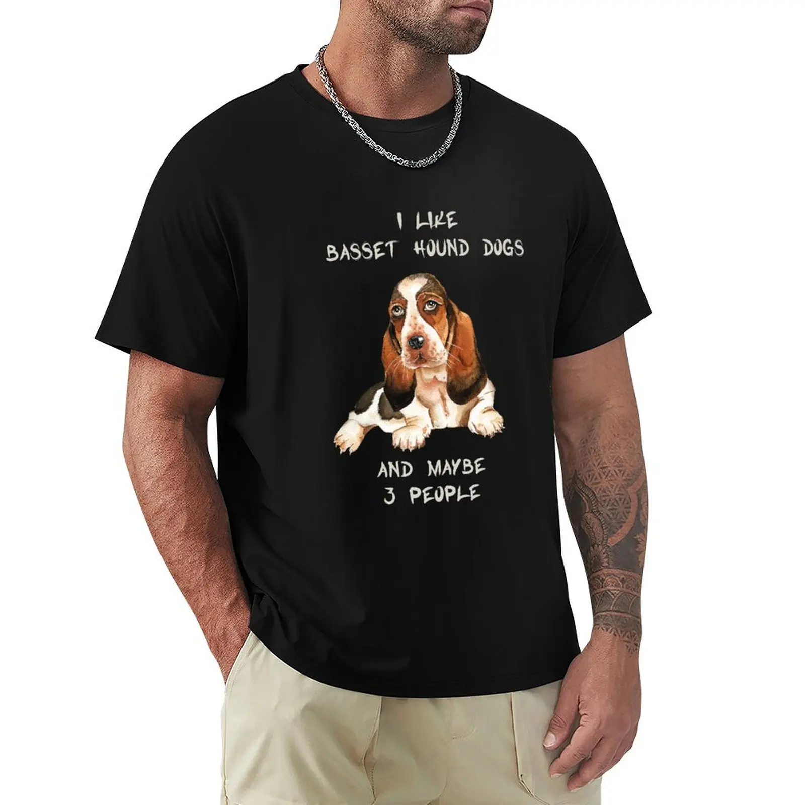 I like Basset Hound Dogs and maybe 3 people. Basset Hound Dog Funny design T-Shirt Lightweight Hiking T-Shirt