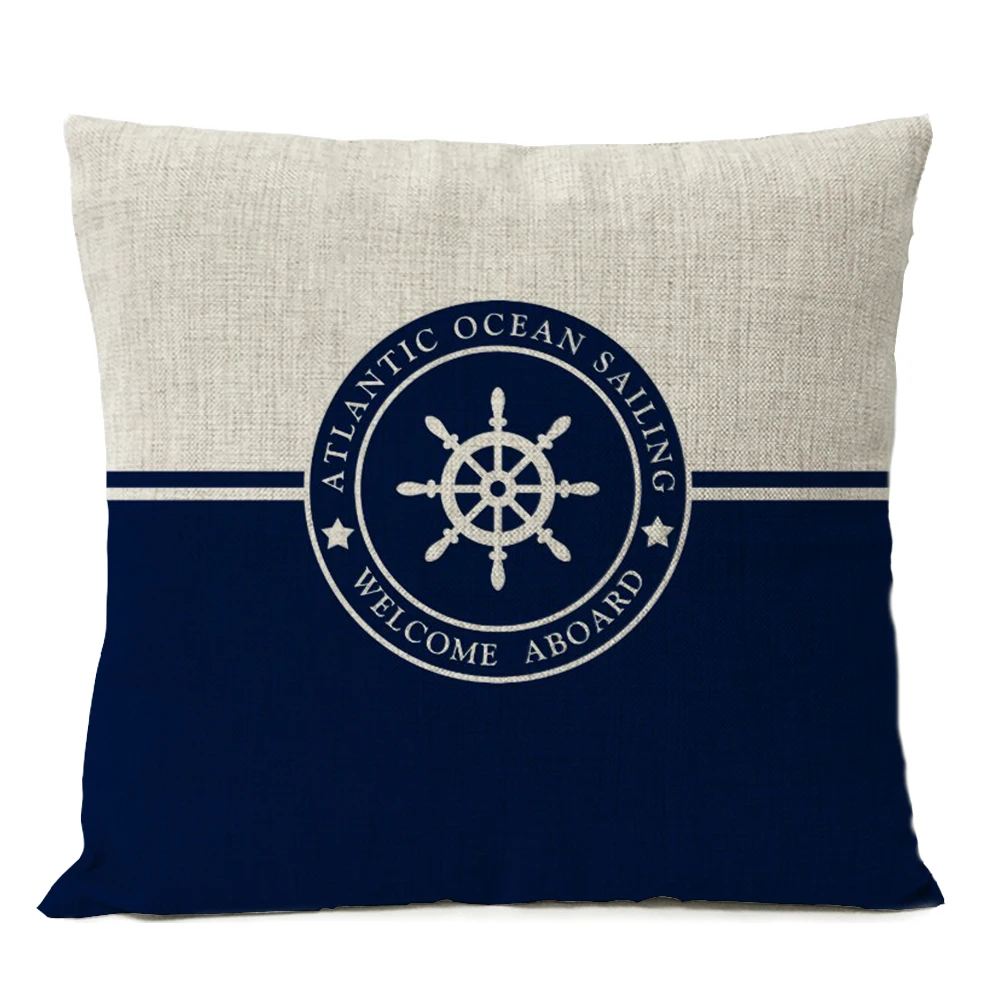 Blue Sea Pillow Cover Boat Anchor Pillowcase Home Boho Decor Cushions Home Decor Luxury Designer Office Chairs 40x40 45x45 50x50