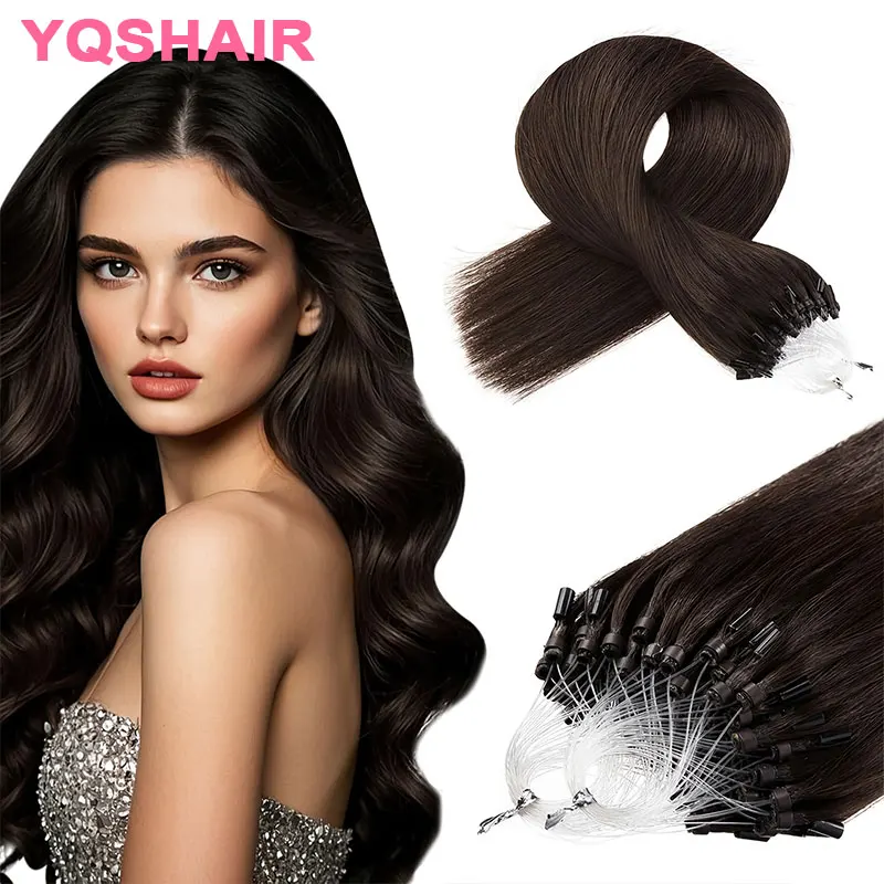 

50 прядей натуральных человеческих волос для наращивания, 100% натуральные, с микро-петлями, 30 г, на леске с микро-бусинами для придания объема