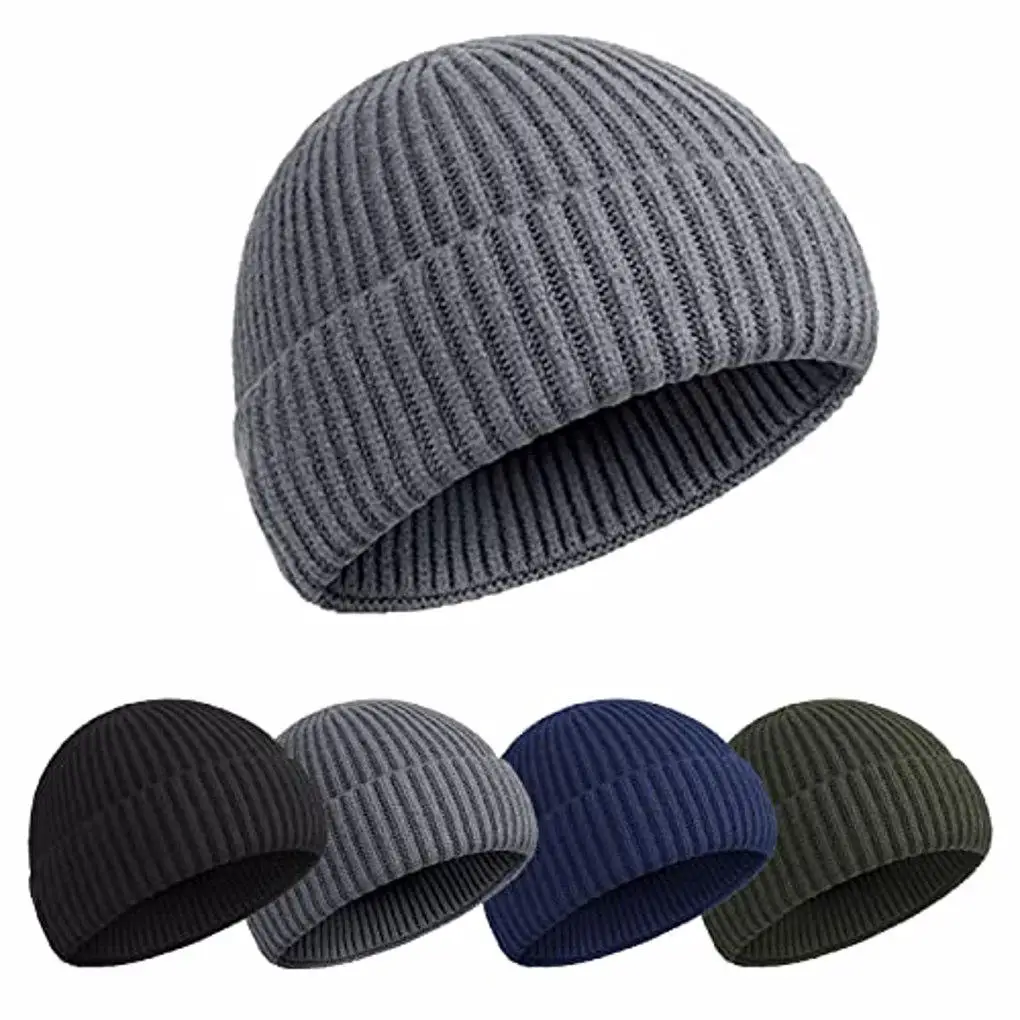 

4pieces Stay Warm And Trendy With These Polyester Knitted Hats Warm And Windproof Winter Hats