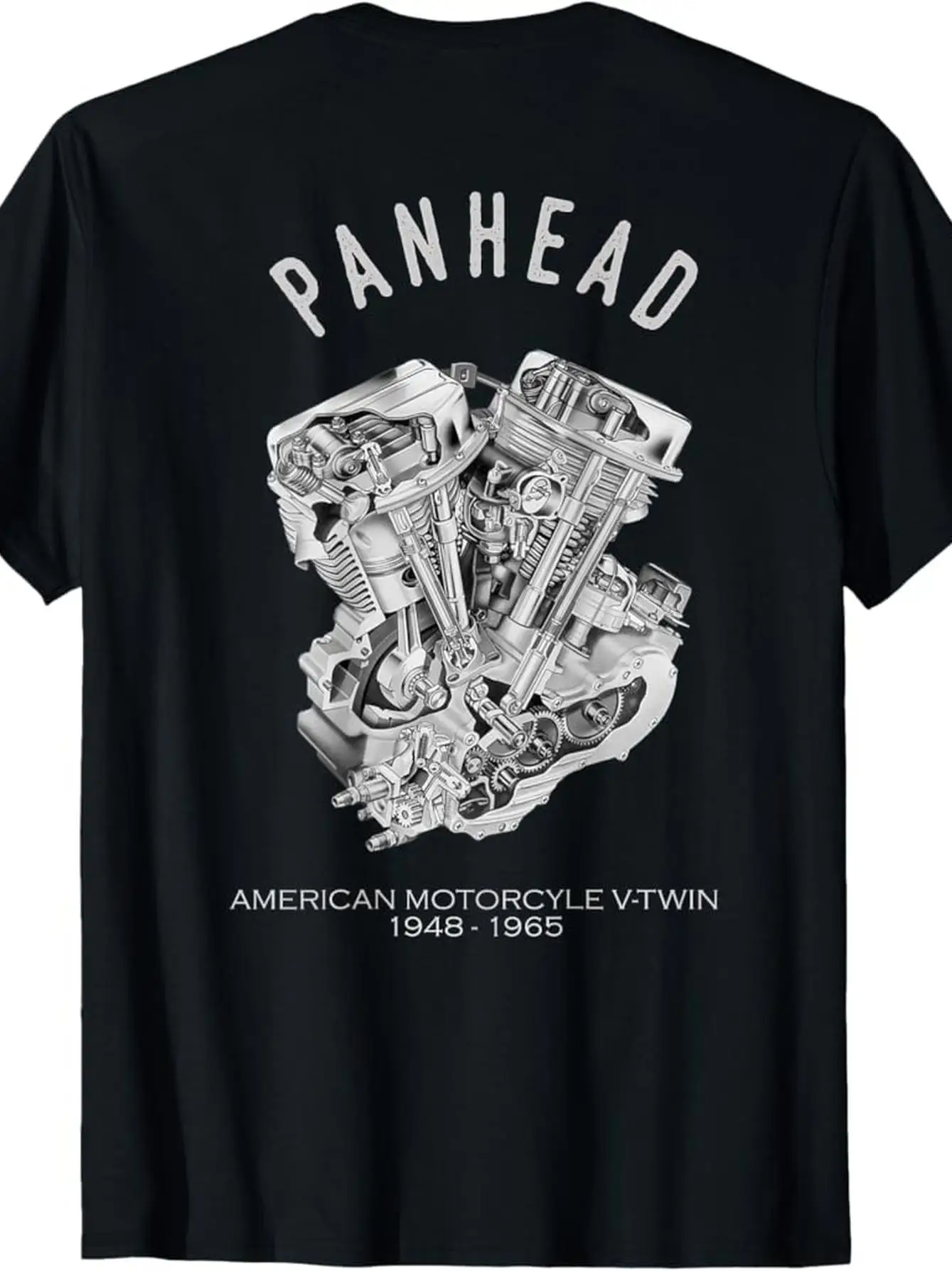 

Vintage PanHead V-Twin Engine Sections Motorcycle Pattern T-Shirt 100% Cotton Crew Neck T-Shirt Short Sleeve Knitted Fabric