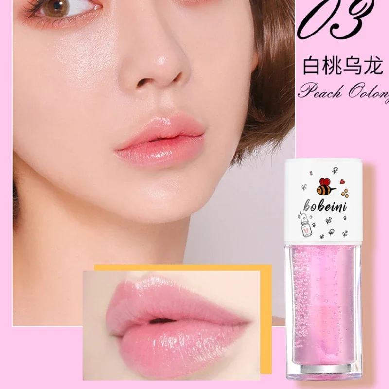 Pfirsichmilch-Honig-Lippenöl, feuchtigkeitsspendender Glanz für trockene Lippen, verblasst Linien, Wasserlicht, großer Bürstenkopf – koreanisches Make-up