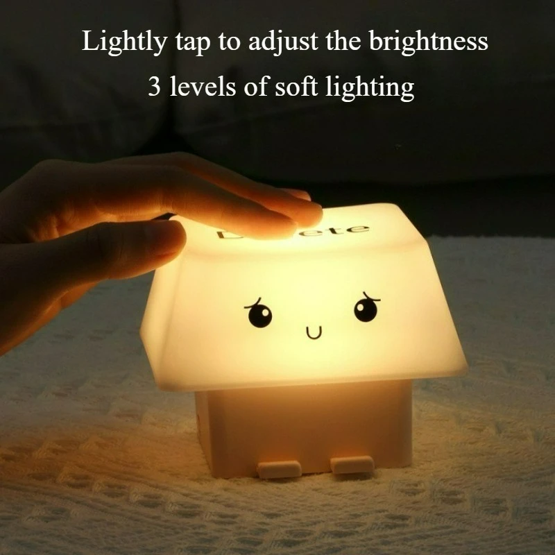 Cute Delete Keycap Mood Light Decompression Creative Retractable Phone Holder USB Charging Home Bedroom Bedside Night Light
