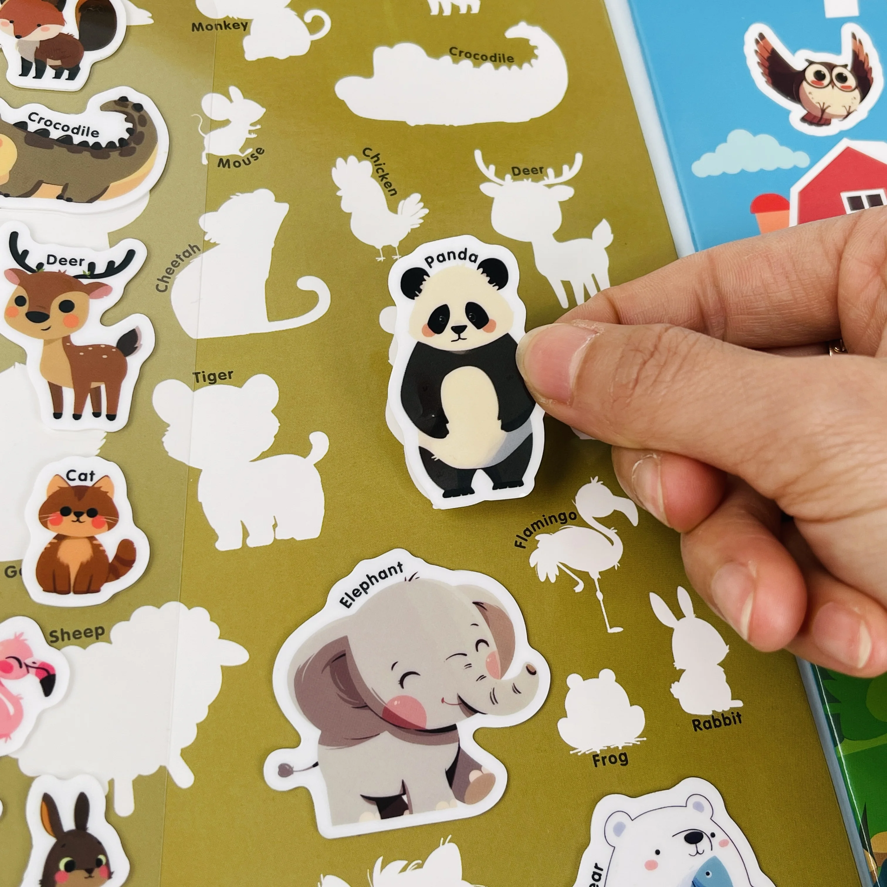 Children\'s Waterproof Cartoon Sticker Toy Book, Washable and Reusable Stickers, Animal, Fruit Garden, Dinosaur, Transportation, Human Body Themed