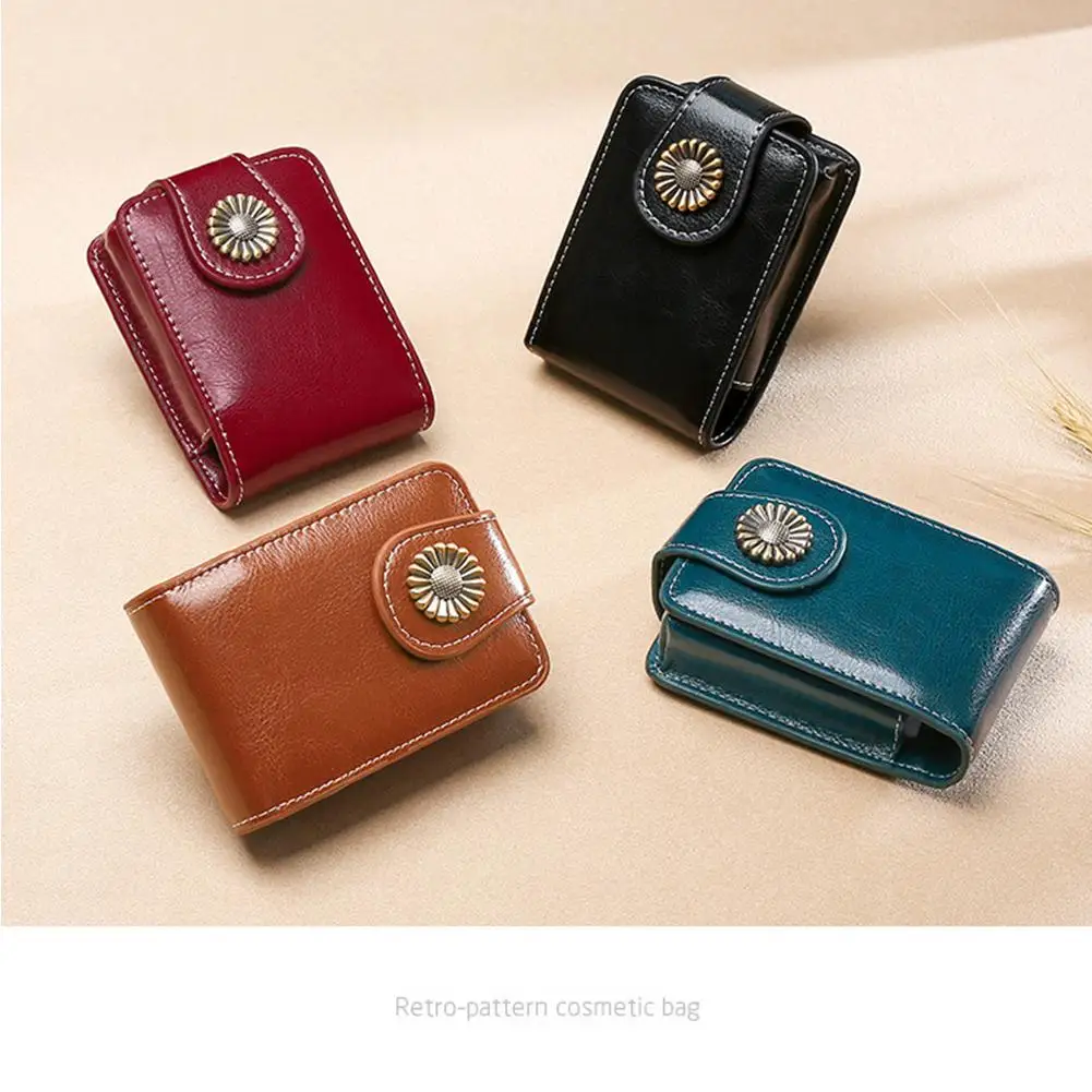 Frauen Leder Lippenstift Fall Mit Spiegel Tragbare Kleine Mini Werkzeug Lagerung Lippenstift Tasche Größe Make-Up Multifunktionale Make-Up Ba D7Z8