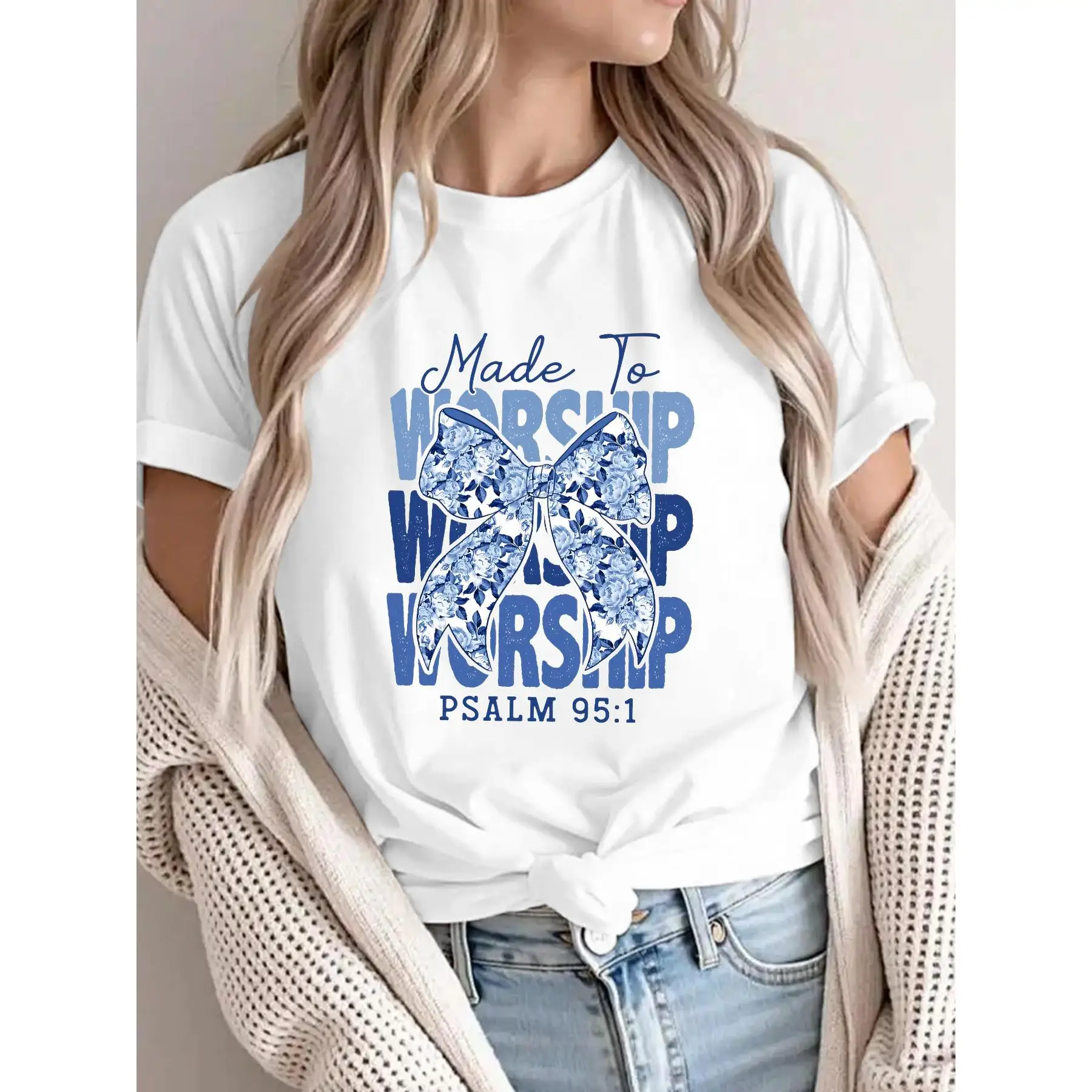 

Made To Worship T-Shirt, Psalm 95:1 Graphic Tee, Christian Religious Top, Bible Verse Quote Shirt, Church Apparel Gift
