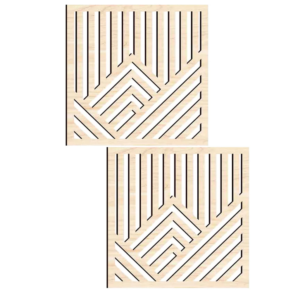 

2pcs Wooden Home Wall Hanging Stickers for Living Room Office Abstract Ornament Durable Wood Material
