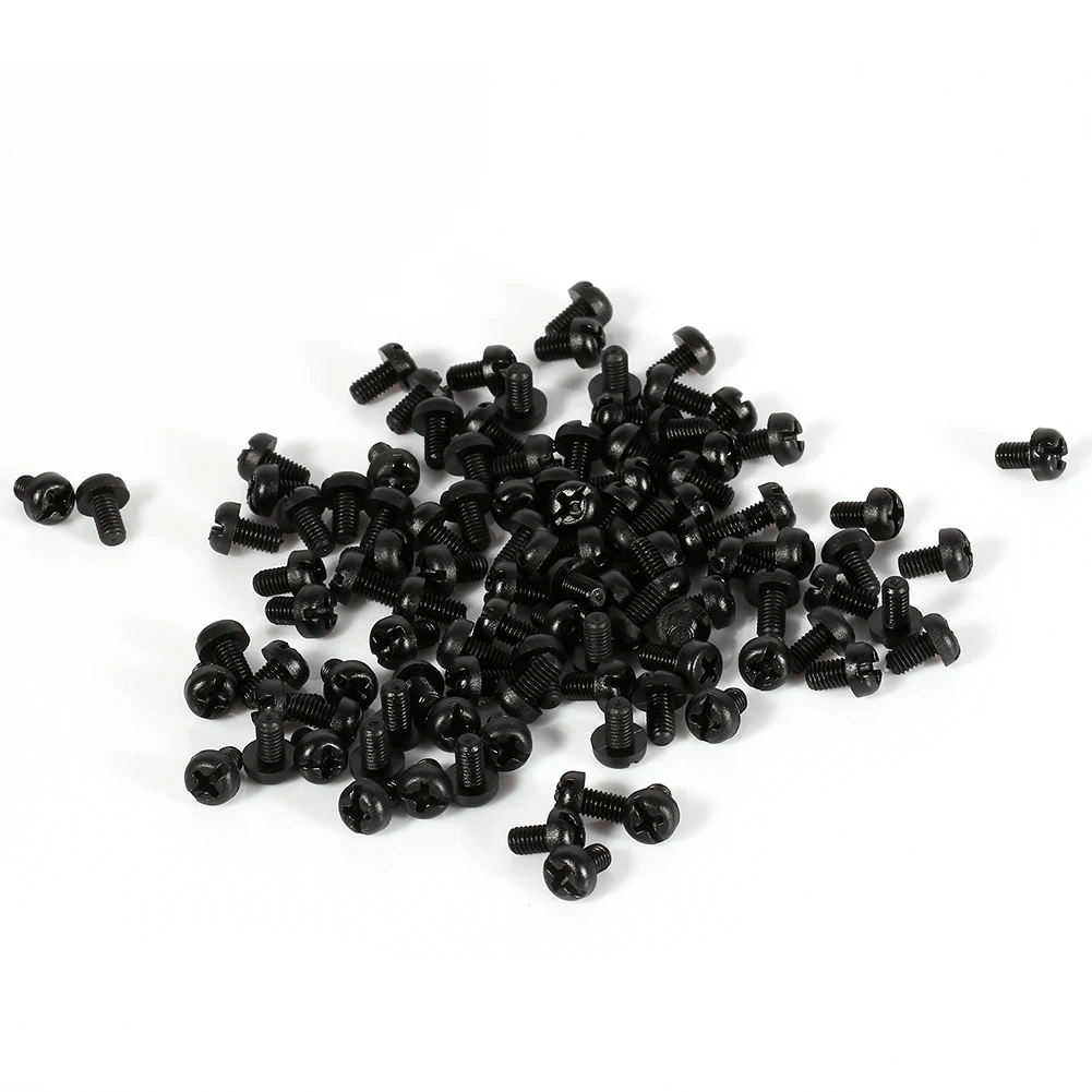 100Pcs M3*5mm Nylon Cross Round Screw Nylon Insert Screw Black  Cross Round Screw Fastener Hardware