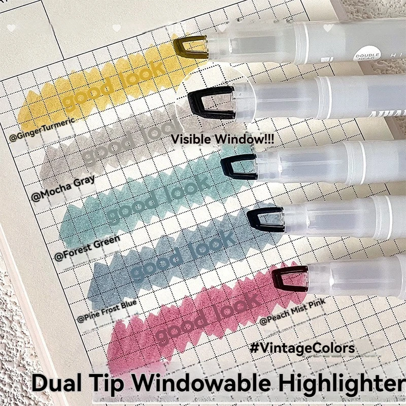 5 colores/juego de rotulador resaltador de punta de ventana única doble cabezal resaltadores de Color Pastel marcador suministros de papelería escolar