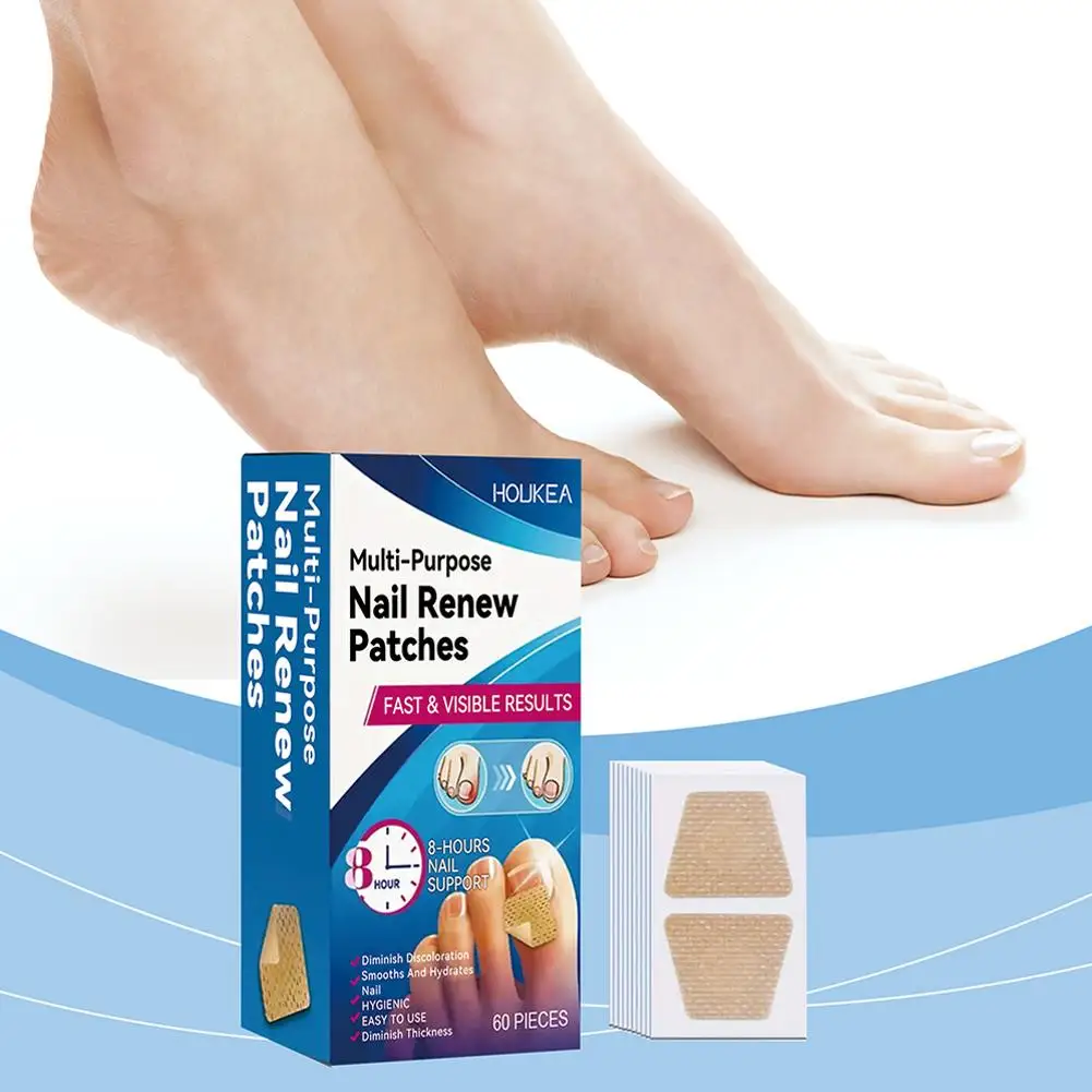 Patch champignon pour ongles des pieds, 60 pièces, patchs de réparation imperméables pour ongles incarnés, autocollants de Correction pour ongles décolorés et endommagés