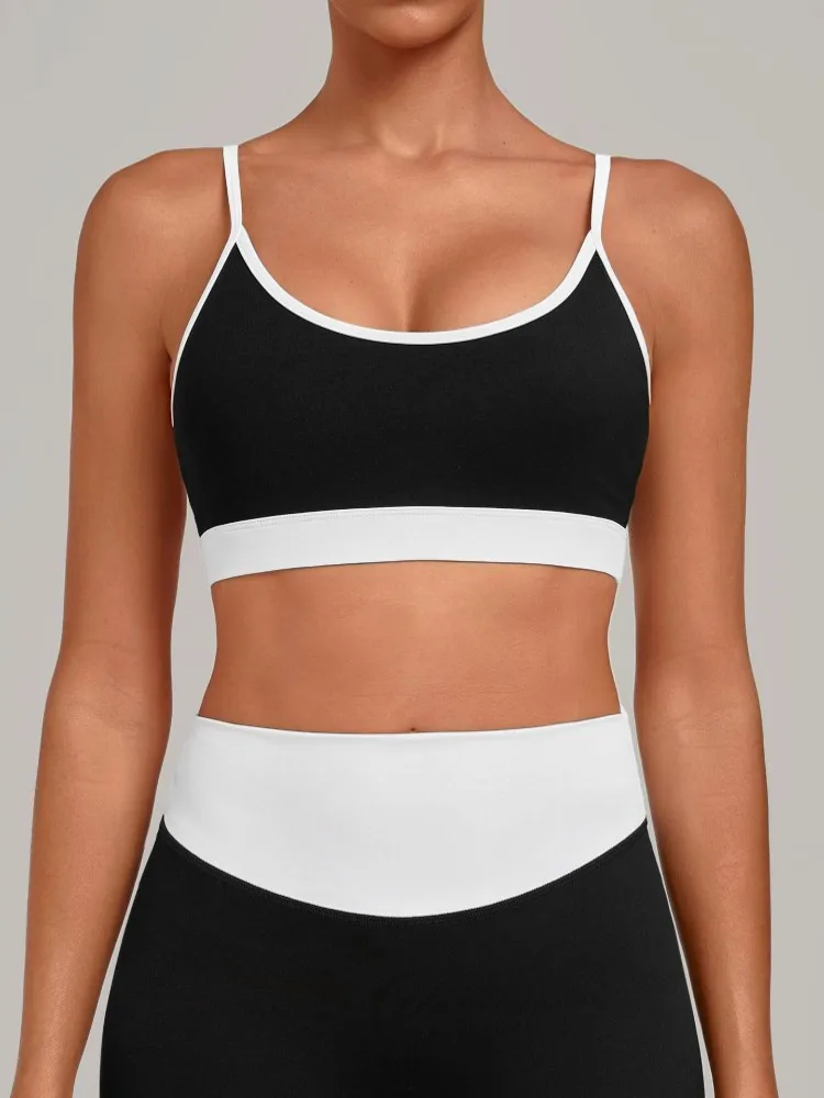 Summer Black Yoga Bra Women Color Blocking Sports Underwear Gym Top Shockproof Fitness Push Up Workout Sports Bra Yoga Crop Top