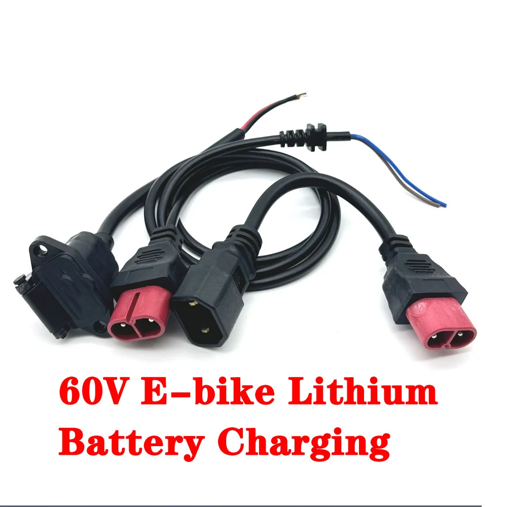 

60V E-bike Lithium Battery Charging Interface Replacement Plug Socket with Wire Electric Vehicle Charger Connector Adapter