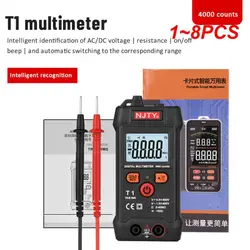 1~8PCS Smart Digital Multimeter T1 Mini Metro Auto Range TRMS 4000 Counts /DC Resistance NCV With Back+Flashlight