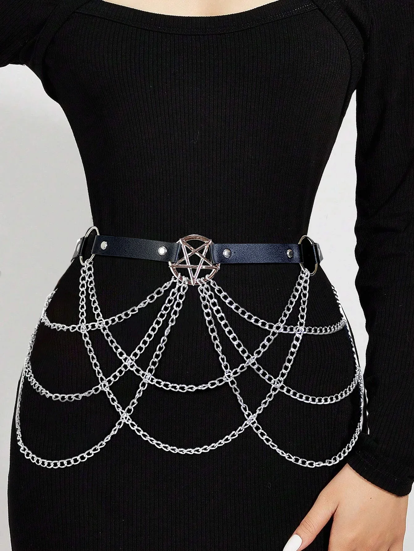 

Women Leather Harness Belt Sexy Waist Seal With Chain Body Bondage Fashion Punk Gothic Clothing Suspende Waist Accessories