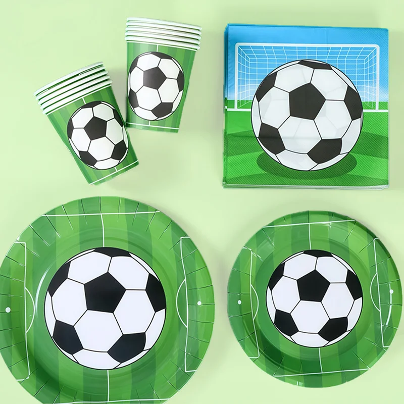Fußball-Themenparty Tischgeschirr Teller, Becher, Servietten & Strohhalme Fußball-Geburtstagsdekoration für Erwachsene und Kinder – Detail 4