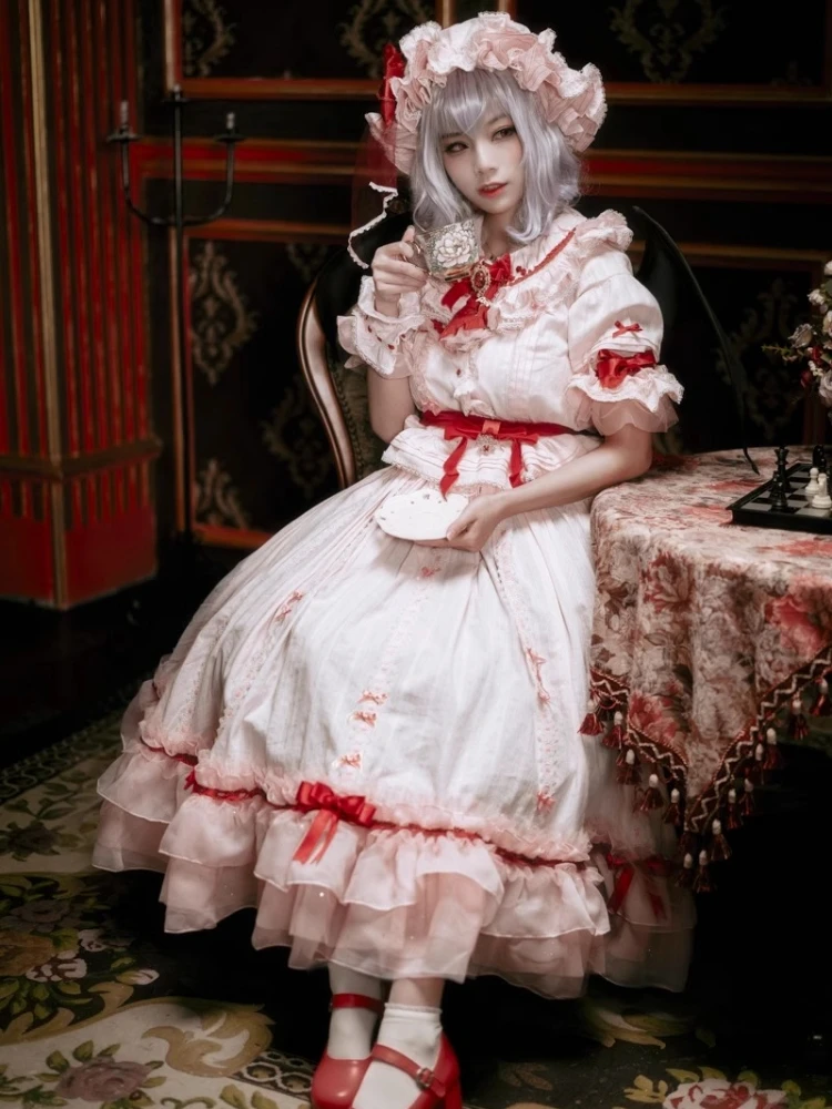 Remilia Scarlet Cosplay Touhou Project Remilia Cosplay Women Sweet Shirt Skirt Halloween Costumes Role Play Clothing Stock