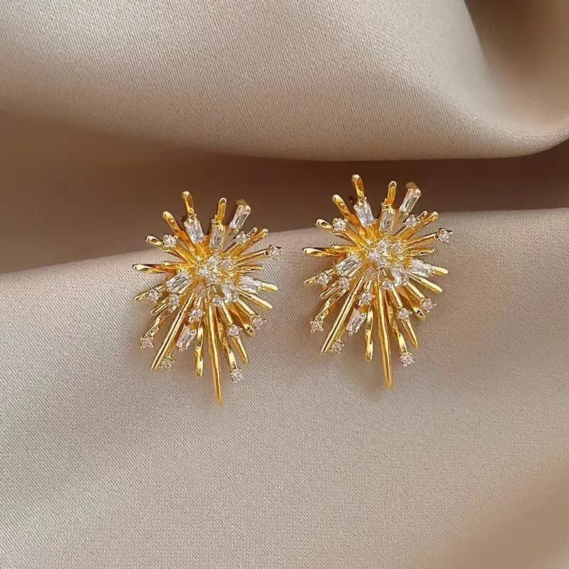 2026 neue Zirkon-Ohrringe in Feuerwerksform für Damenmode, leichter Luxus, personalisierte und hochwertige Ohrringe, Schmuck, Geschenke
