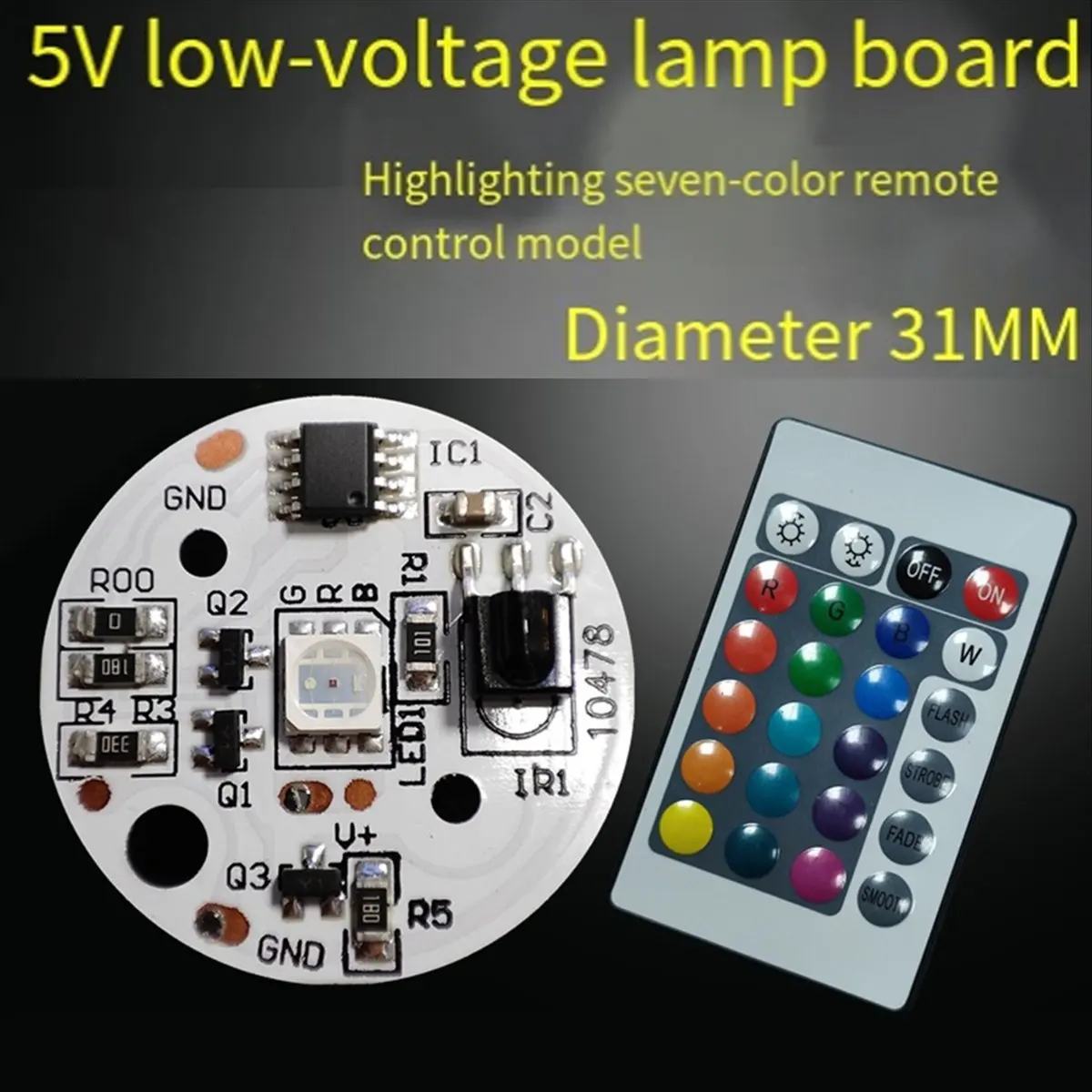 Friendly!5V Low Voltage LED Lights Plate Color RGB Lamp Board 3W Colorful Gradient Source IR 24-Key Wireless Remote Switch