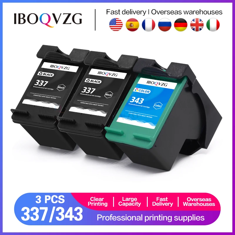 IBOQVZG 337 Compatible Ink Cartridges for hp 337 343 For hp Photosmart C4180 C4190 D5160 5940 6940 6980 D4160 6310 6315 2570