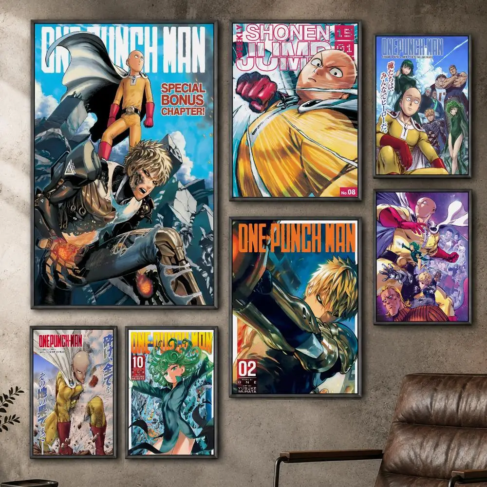 Anime One Punch Man Saitama Hero Action Poster  PP Self Adhesive Home Garage Dorm Bar Wall Decor Aesthetic Retro Gift