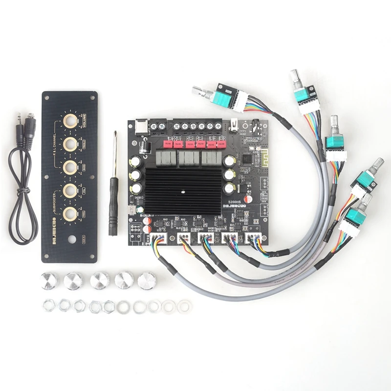 FFYY-ใหม่ S200HS-W Bluetooth 5.2 ซับวูฟเฟอร์เครื่องขยายเสียงดิจิตอล 2.1 ช่อง 100W + 100W + 200W แรงดันไฟฟ้ากว้าง 12-24V สเตอริโอ Hifi