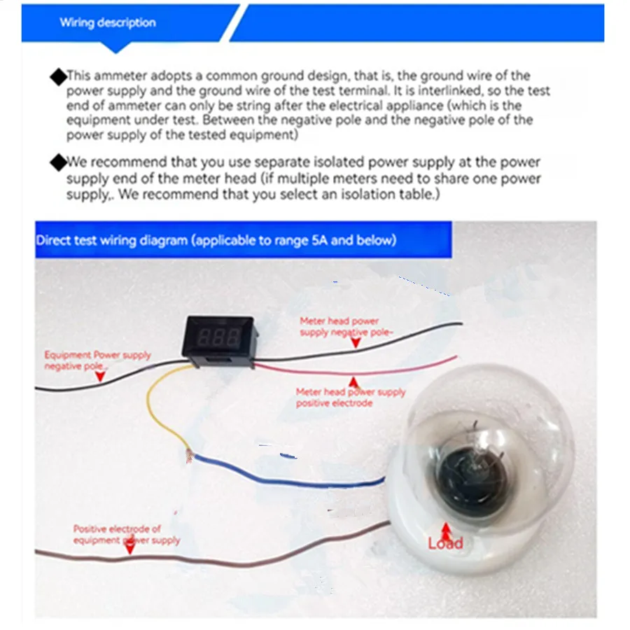 YB21C subminiature digital DC ammeter 0.36 inch microampere uA digital display 1mA milliampere DC meter head 5A 1A