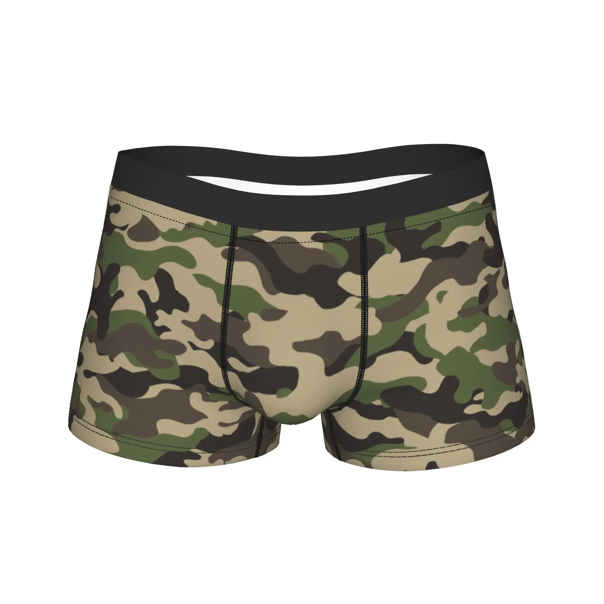 Men Camo Camouflage Long Underwear  Humor Boxer Briefs Shorts Panties Male Breathable Underpants Plus Size