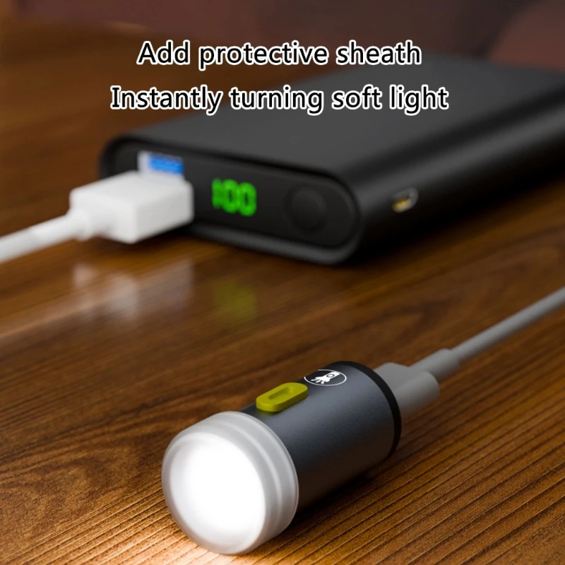 4 Colors Portable USB Type-C Mini Flashlight Keychain Metal LED Torch for Outdoor Camping Cycling Hiking Accessories