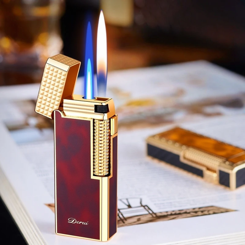 

Derry's New Narrow Version Gas Lighter with Dual Flame Switch Exquisite and Compact Grinding Wheel Lighter Smoking Gift