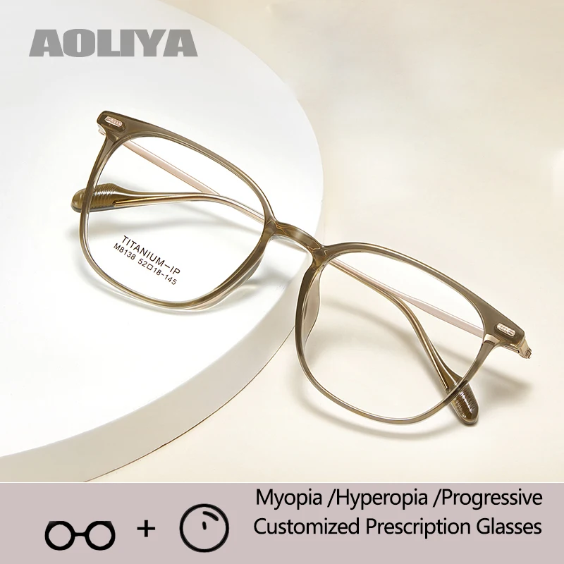 

AOLIYA Luxury Myopia Astigmatism Hyperopia Glasses Optical Prescription Eyeglasses Ultra light TR90 Pure Titanium Spectacle