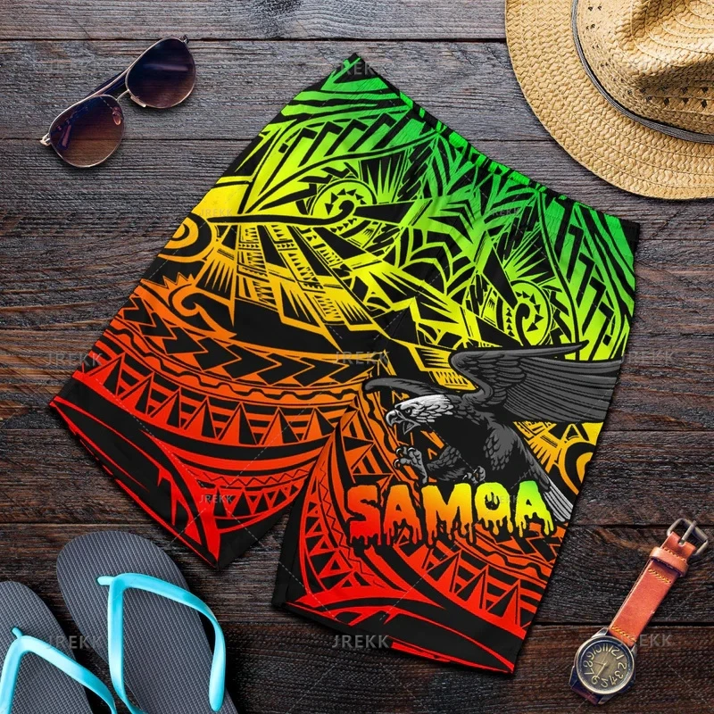 New Harajuku 3D Print Samoa Emblem Beach Shorts Fashion Streetwear Board Shorts Unisex Cool Swimming Shorts For Men Swim Trunks