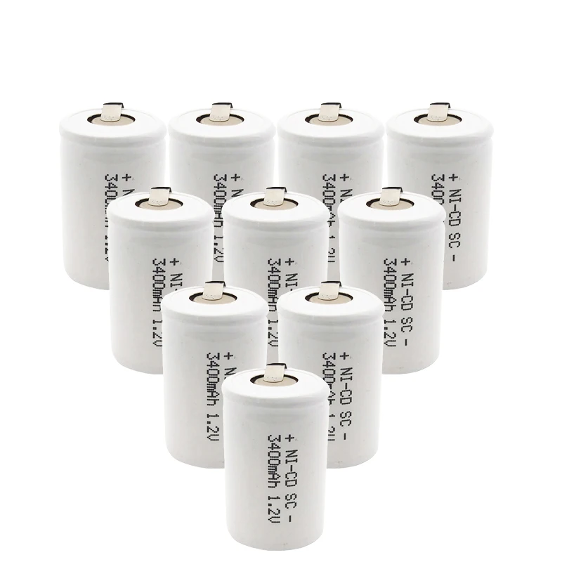 1.2V 3400mah SC NI-CD Rechargeable Battery 22420 Sub C  Cell with Welding Tabs for Electric Drill Screwdriver