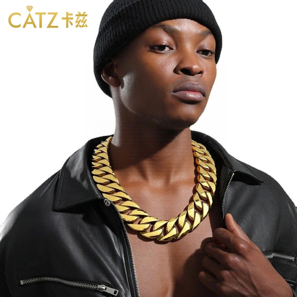 

CATZ Punk 31mm Wide Cuban Chain, High-Quality 316l Stainless Steel Necklace, Cool And Waterproof Men'S Necklace Summer Accessory