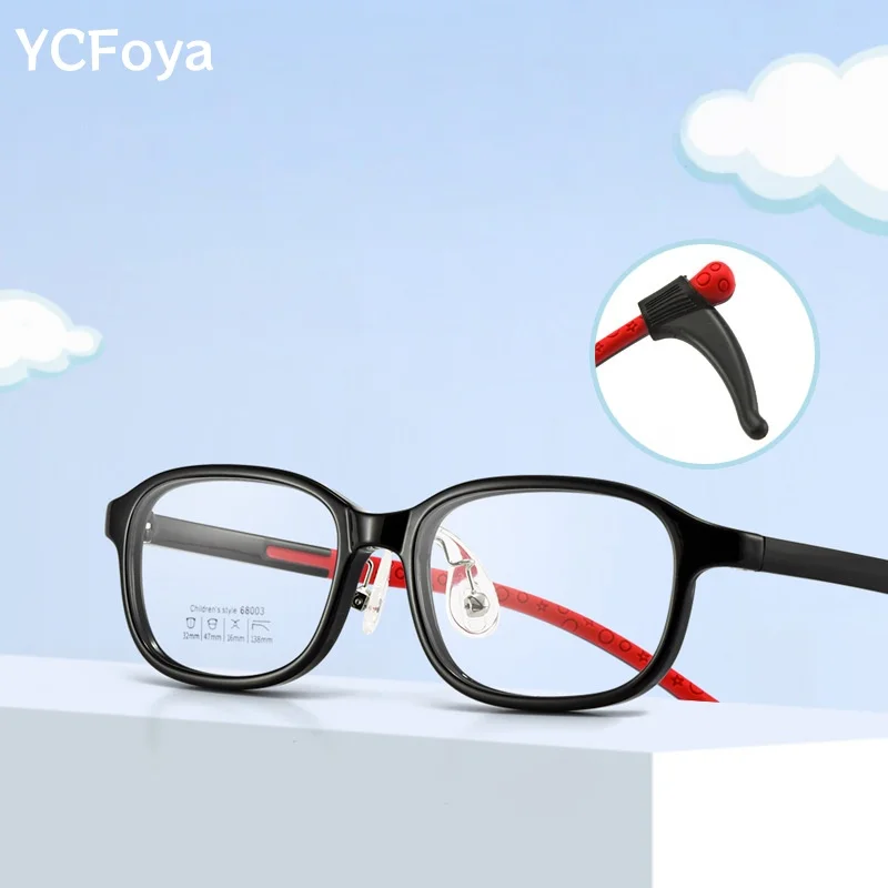 

YCFoya Boy Ultra-Light Comfortable Flexible Kids Eyeglasses Vintage Square TR90 Optical Prescription Frame Girl 68003