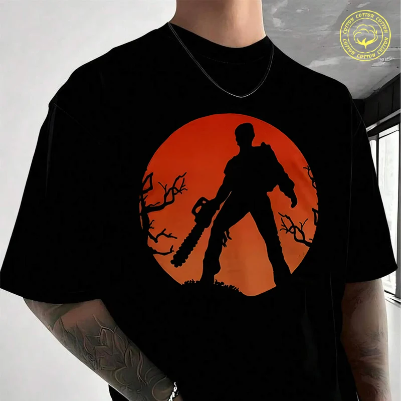 

Funny Ash Vs The Evil Dead Men's Moto Casual T-Shirt Fashionable Street Style Suitable For Travel And Sports Tee