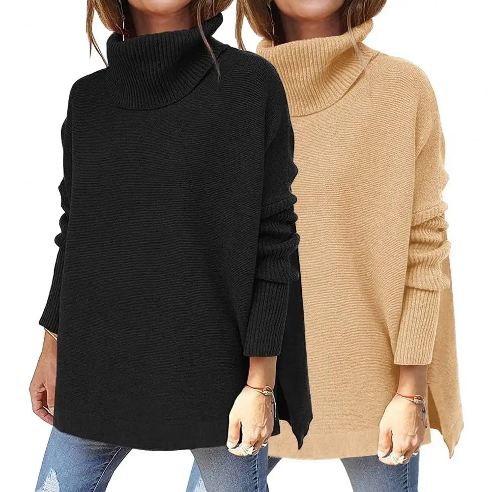 Women\'s Oversize Sweater Robe Pullover Long Sleeve Turtleneck Sweater 2024 Female Top White Khaki Brown Black