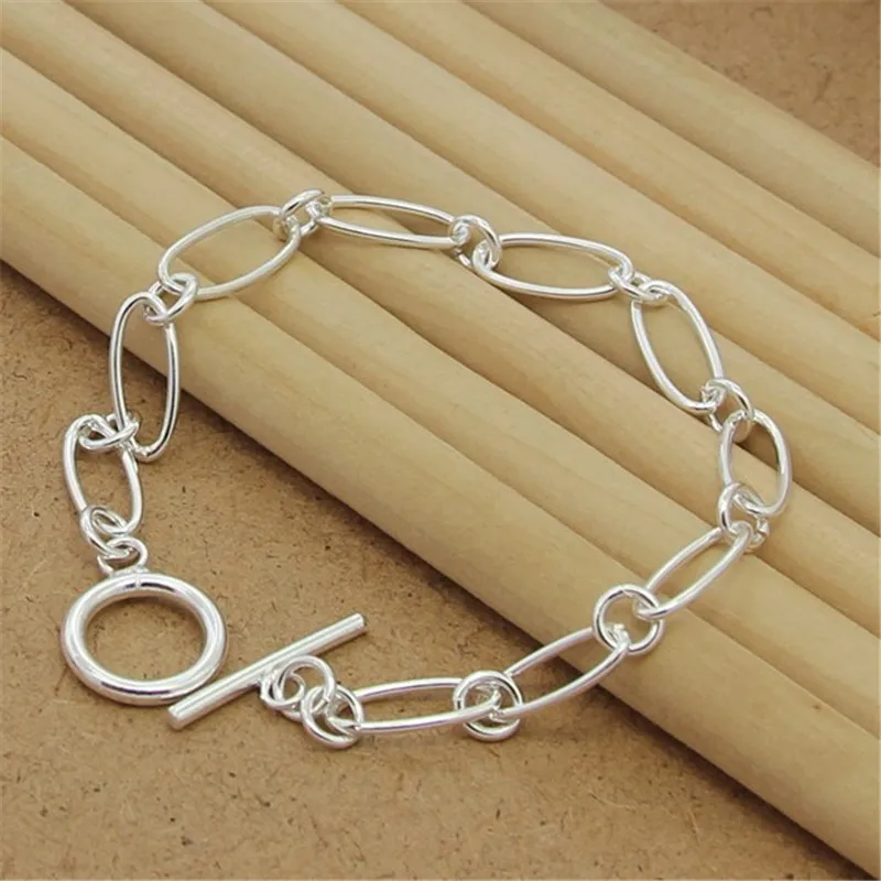 

925 Sterling Silver Simple Chain OT Buckle Bracelet For Woman Charm Wedding Engagement Party Fashion Jewelry