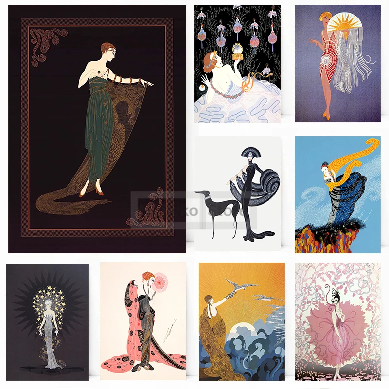 Renaissance Painter Erte Works Poster Fashion French Style Prints Canvas Painting Bazzar Wall Art Pictures Home Room Decoration