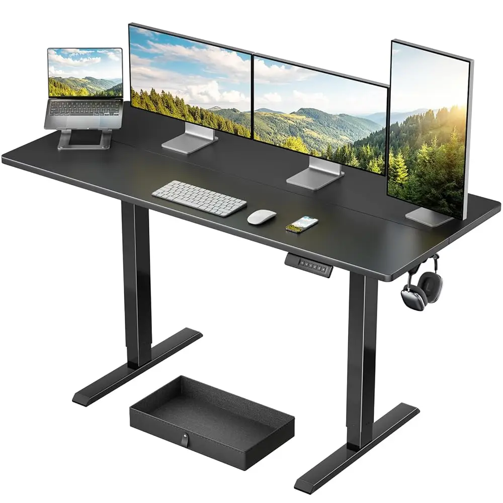 

Electric Standing Desk With Drawer, 48 X 24 Electric Stand Up Desk, Ergonomic Adjustable Desk With Storage, Headphone/Bag