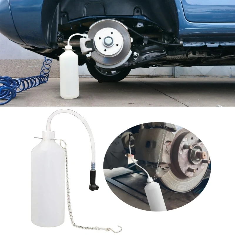 Manual Brake Bleeder with 1L Brake Fluid Extractor and 60cm Hose Brake Oil Changing Tool Brake Fluid Bleeder