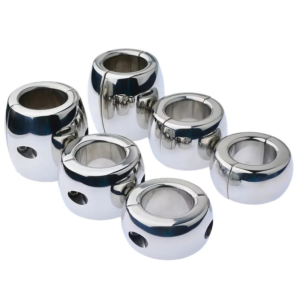 Stainless Steel BDSM Cock Lock Ring Bondage Metal Scrotum Pendant Ball Stretchers Testis Weight Penis Restraint for Men Sex Toys