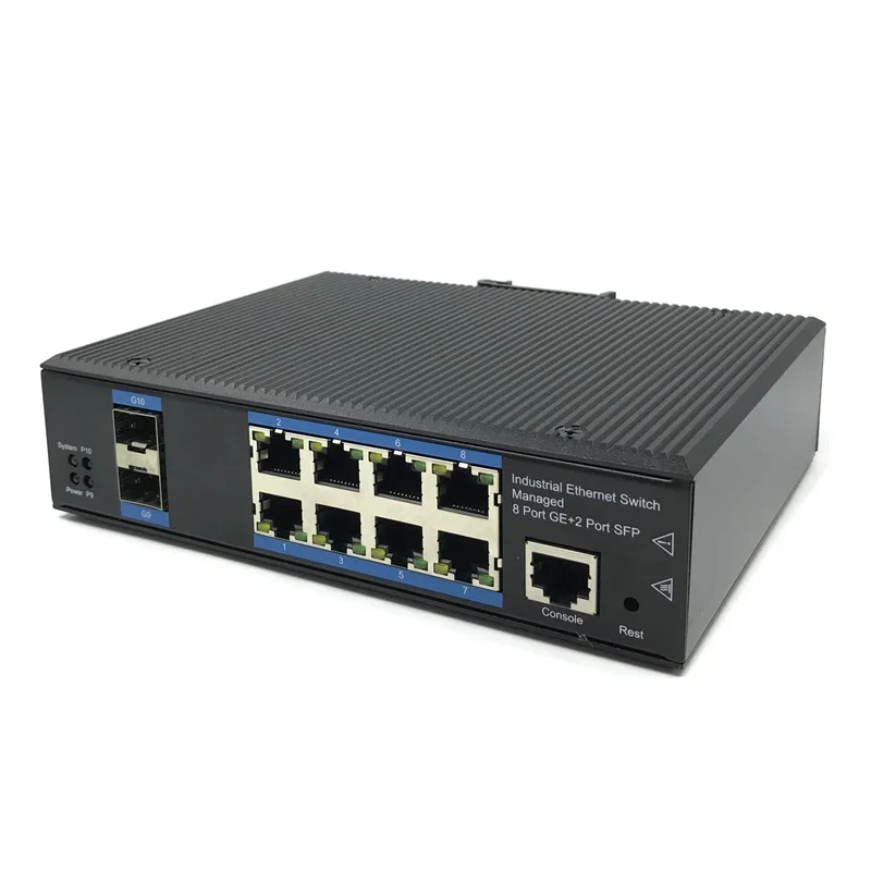 8 portas 1000m interruptor gerenciado industrial poe switch 10/100/1000m 2sfp interruptor de nível industrial rede vlan 192.168.1.1 web gerenciado