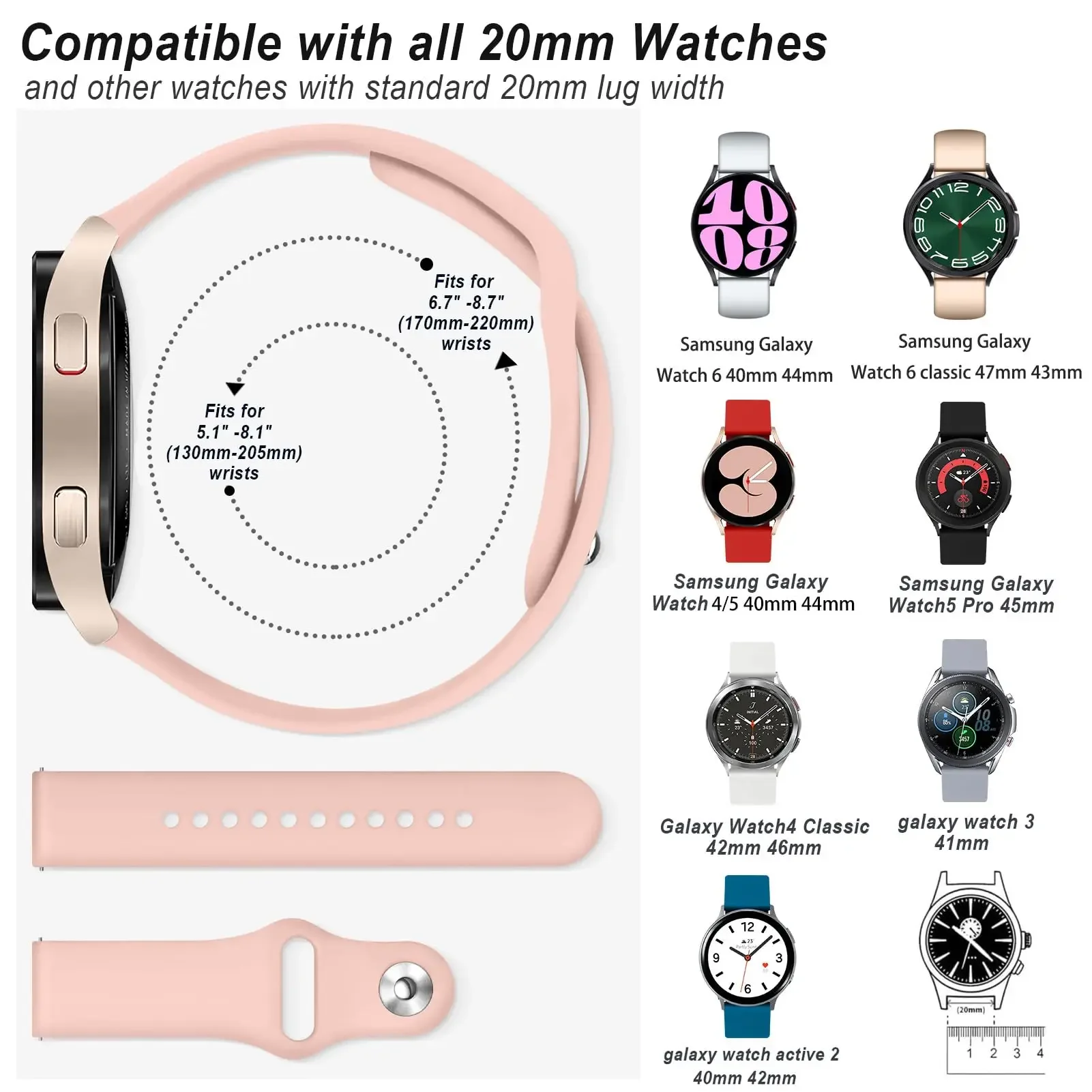 18mm 20mm 22mm Strap For Samsung Galaxy watch 7 6 5/pro/4 Classic Silicone bracelet Huawei watch GT 4-2-2e-3-3 pro 41/46mm band