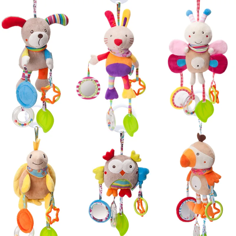 

Newborn Plush Baby Stroller Toy Baby Rattle Mobile Toy Cartoon Animal Hanging Ornament Suspended Bell Educational Toddler Toy