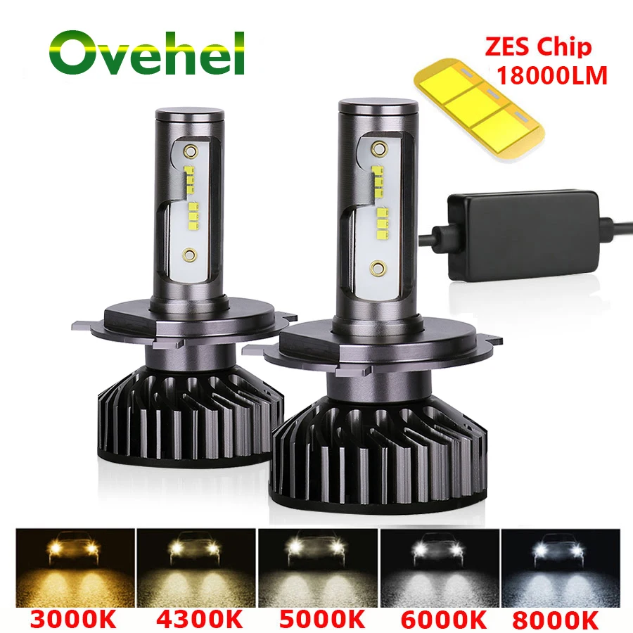 Ovehel H7 LED ZES 18000LM Canbus H4 Led Headlight H11 H8 H1 H3 HB3 9005 9006 LED HB3 Headlight  Car Light 80W 3000K 6000K 12V