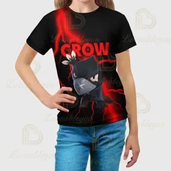 Camiseta para niños, juego para niños, camiseta 3d de Anime Sandy Crow, camisetas Harajuku de verano para niños y niñas, camisetas geniales de manga