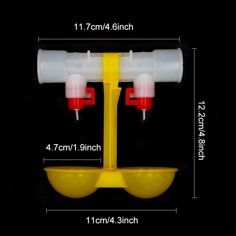 Chicken Waterer Double Nipple Hanging Cup Drinker, Poultry Duck Goose Drinking Fountain Feeder Double Cups Farming Equipment 1Pc